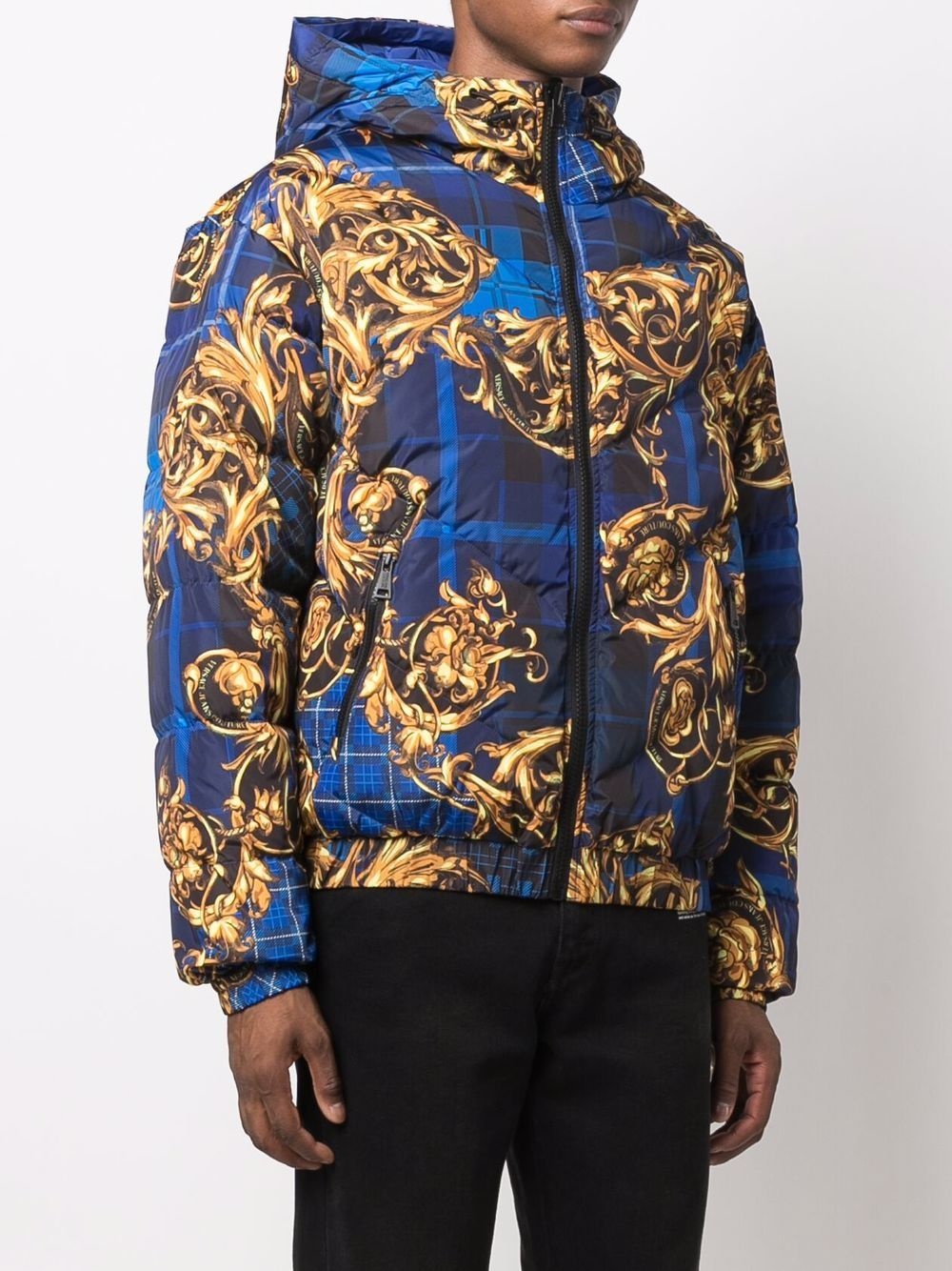 baroque-print hooded padded jacket - 3