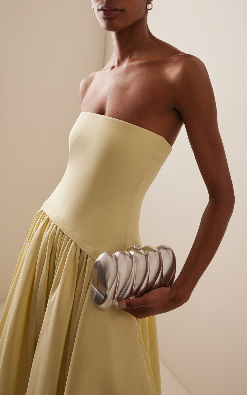 SIMKHAI Reya Silver-Tone Metal Clutch silver outlook