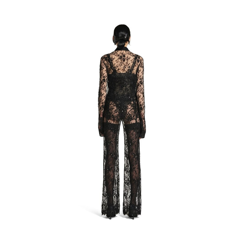 Women's Embroidered Lace Pants in Black 4