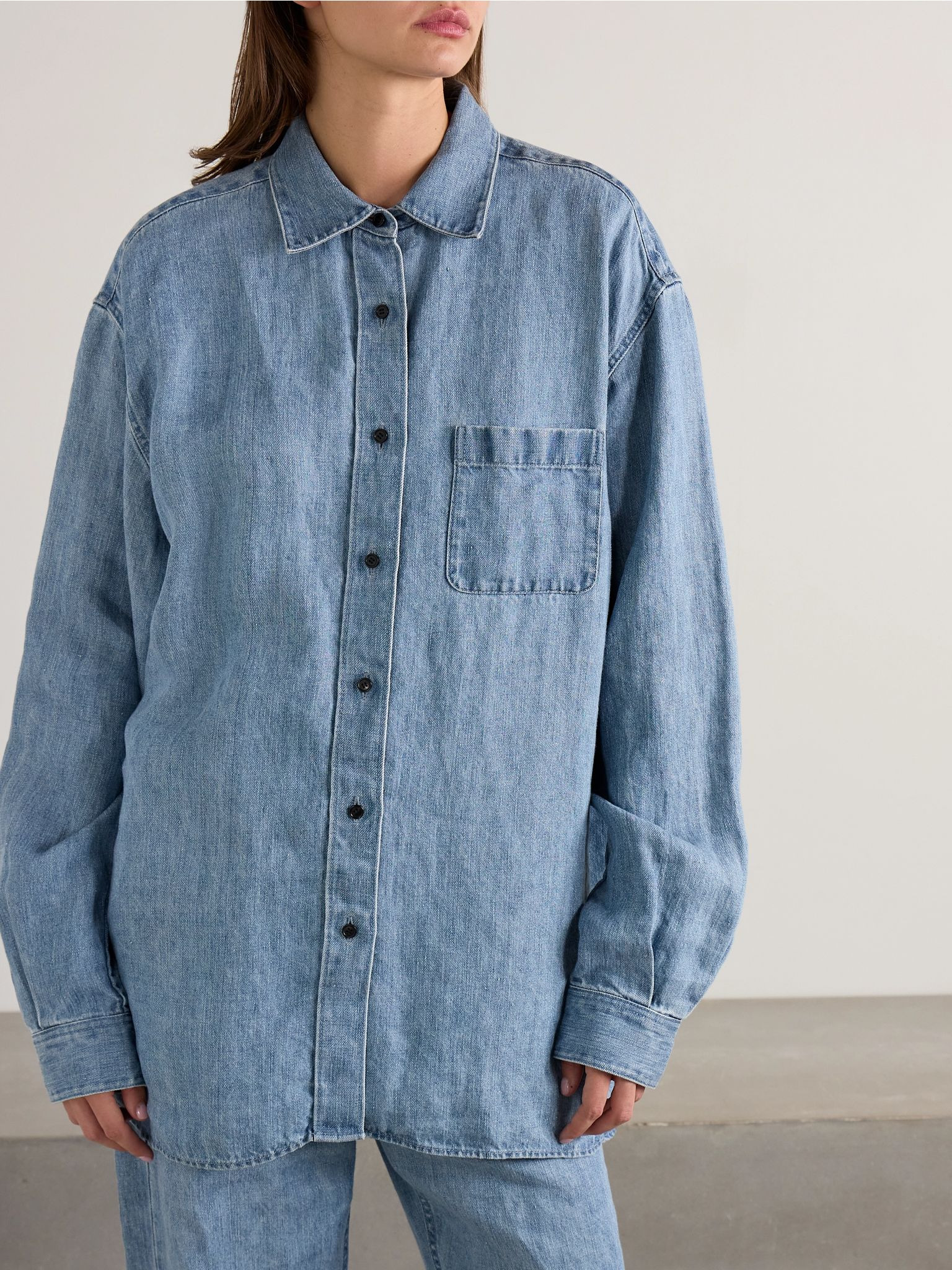 Nesson linen-chambray shirt Blue - 3