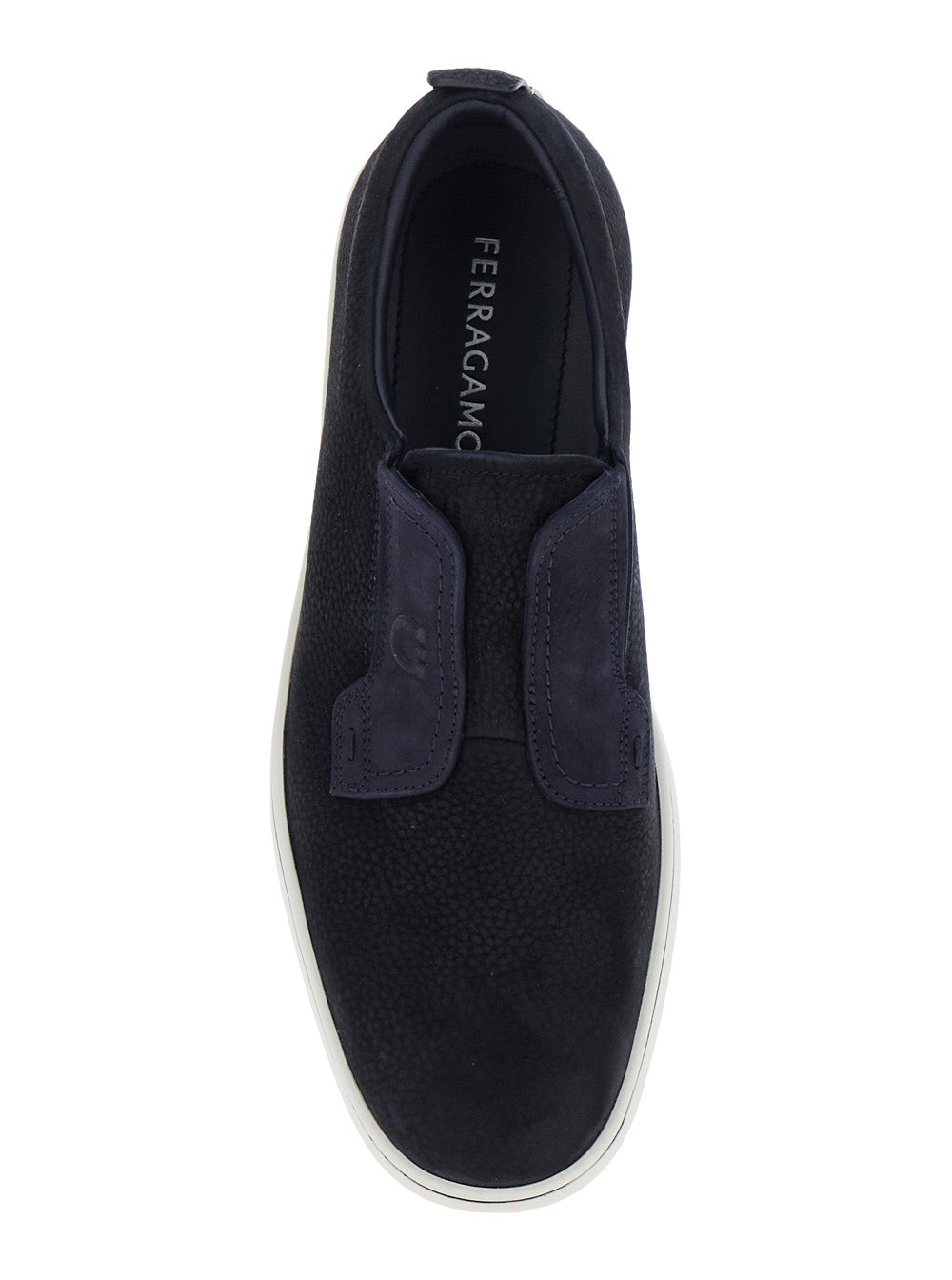 Ferragamo Men 'Alfie' Blue Laceless Oxford Shoes With Round Toe In Grained Leather Man - 4