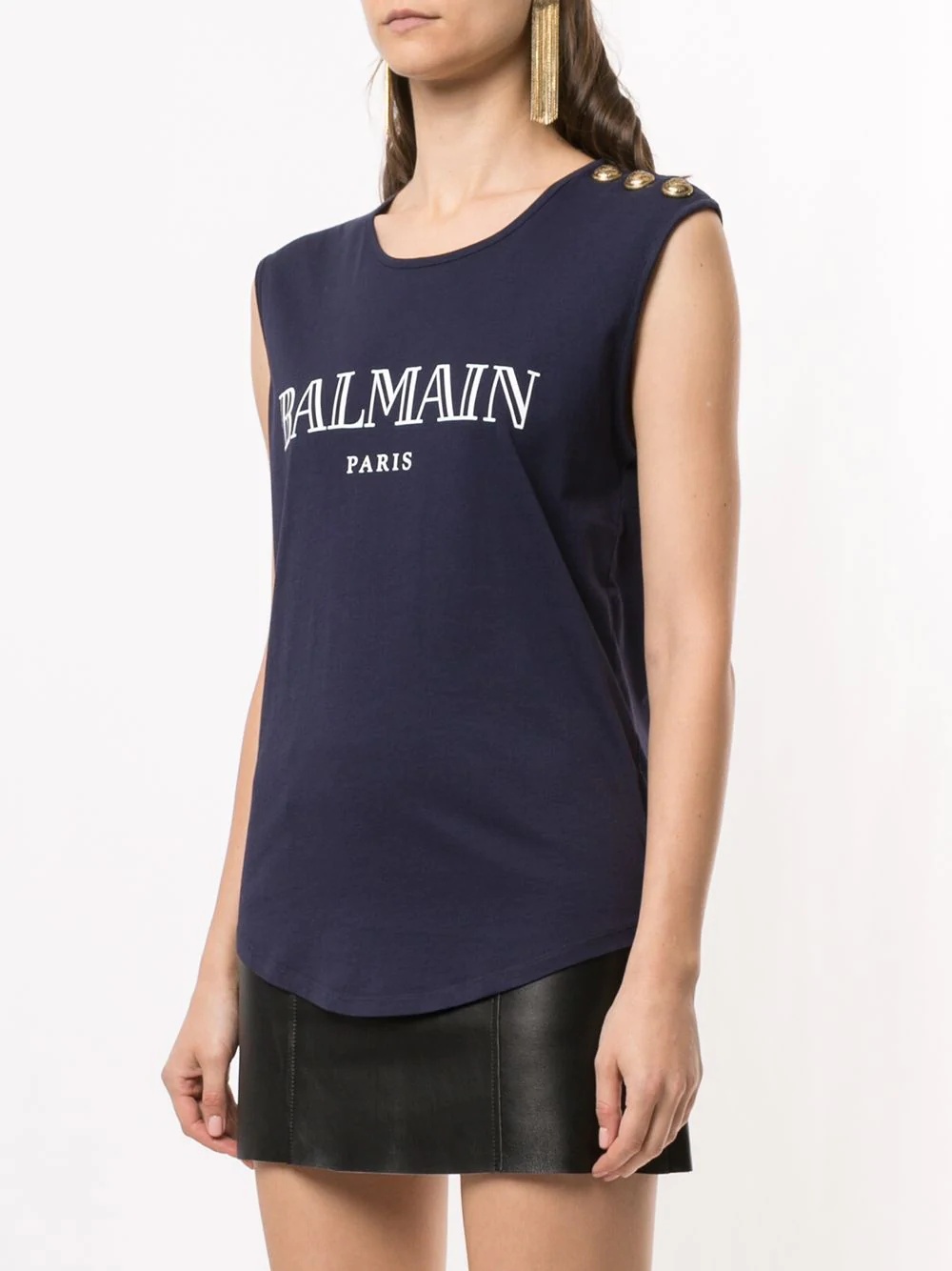 logo print sleeveless top - 3