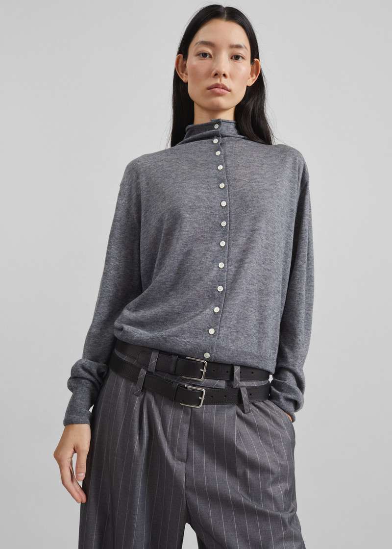 Vradal High Neck Cardigan - Grey 5
