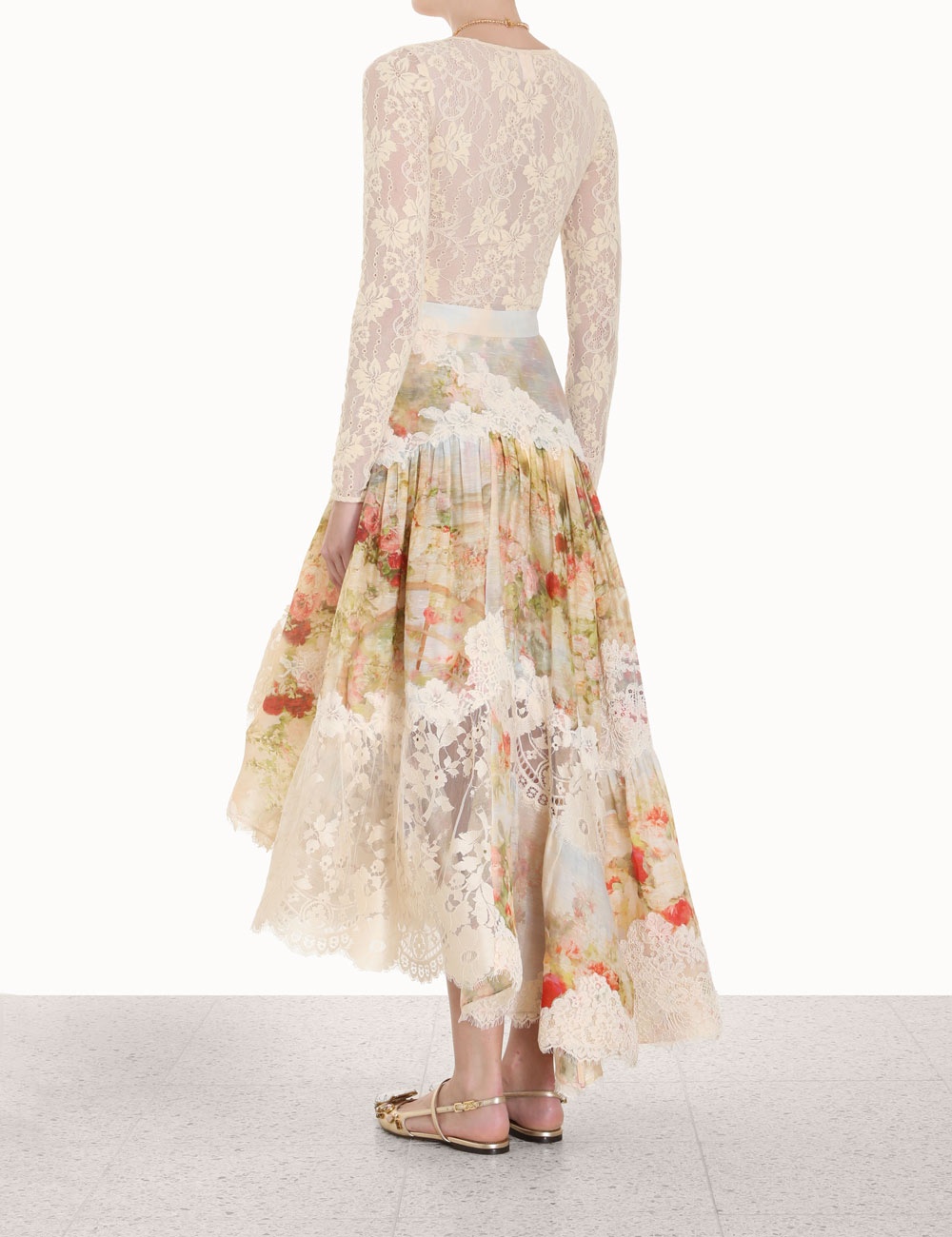 LUMINOSITY LACE SPLICED SKIRT - 4