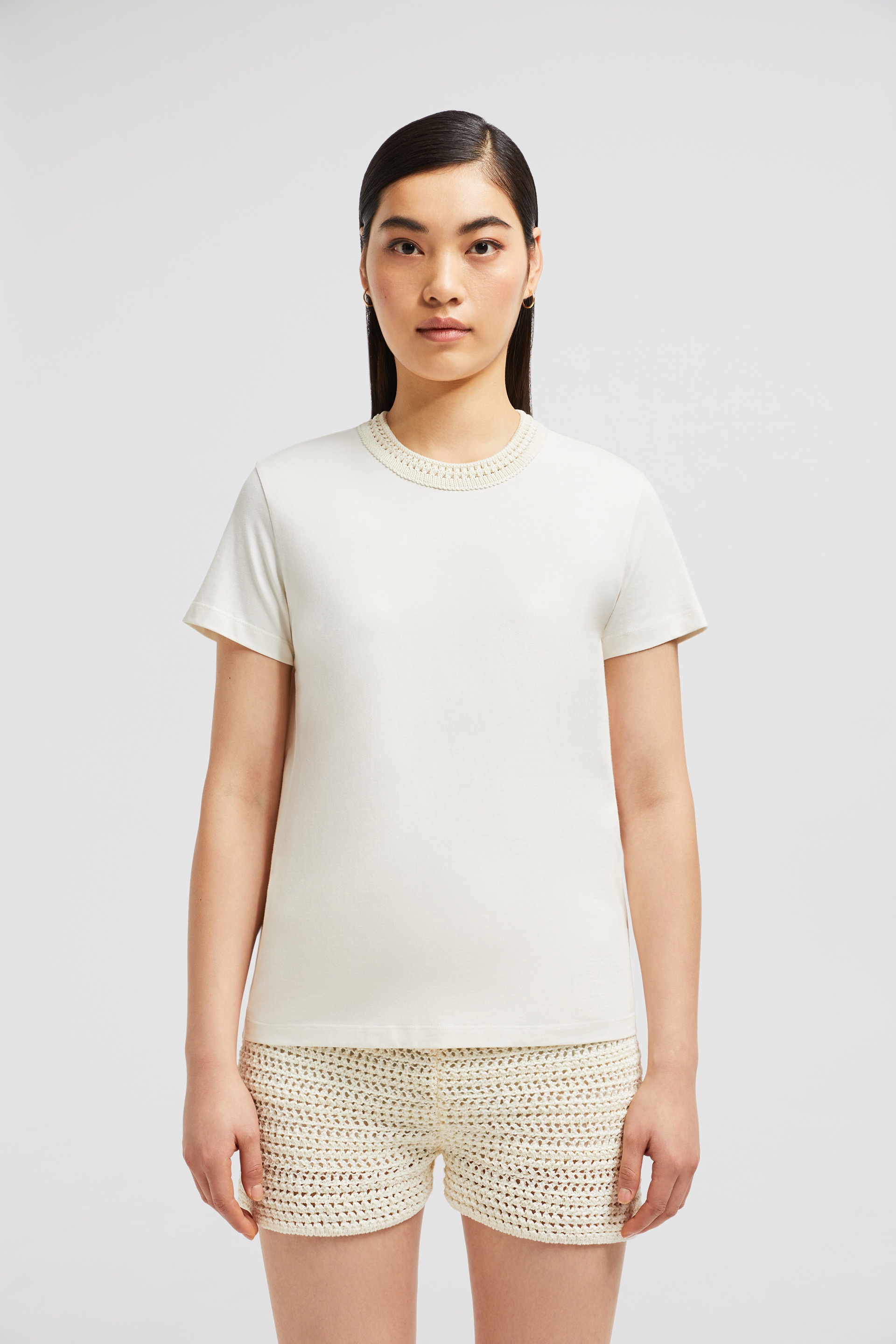 Crochet Accent Cotton T-Shirt - 3