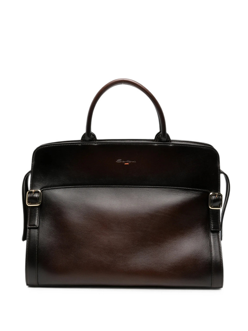 Santoni Burnished Leather Tote Bag 1