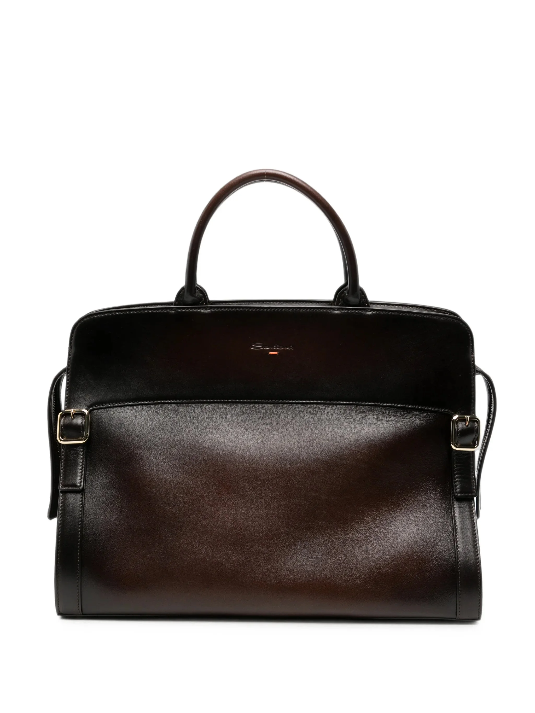 Santoni Burnished Leather Tote Bag - 1