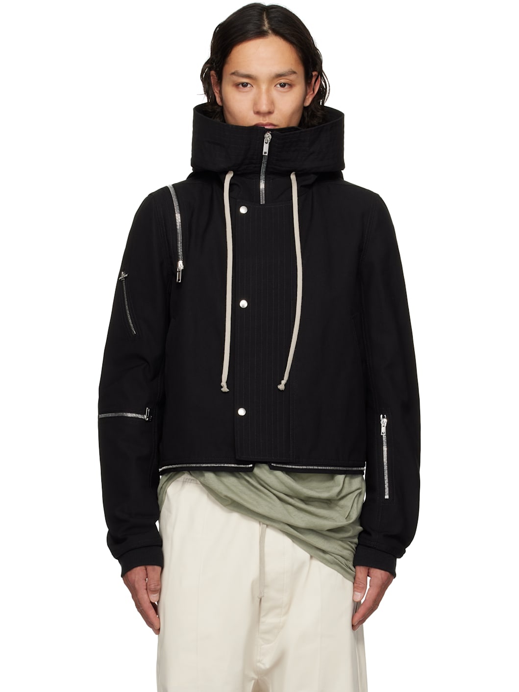 Black Hollywood Cropped Headon Parka - 1