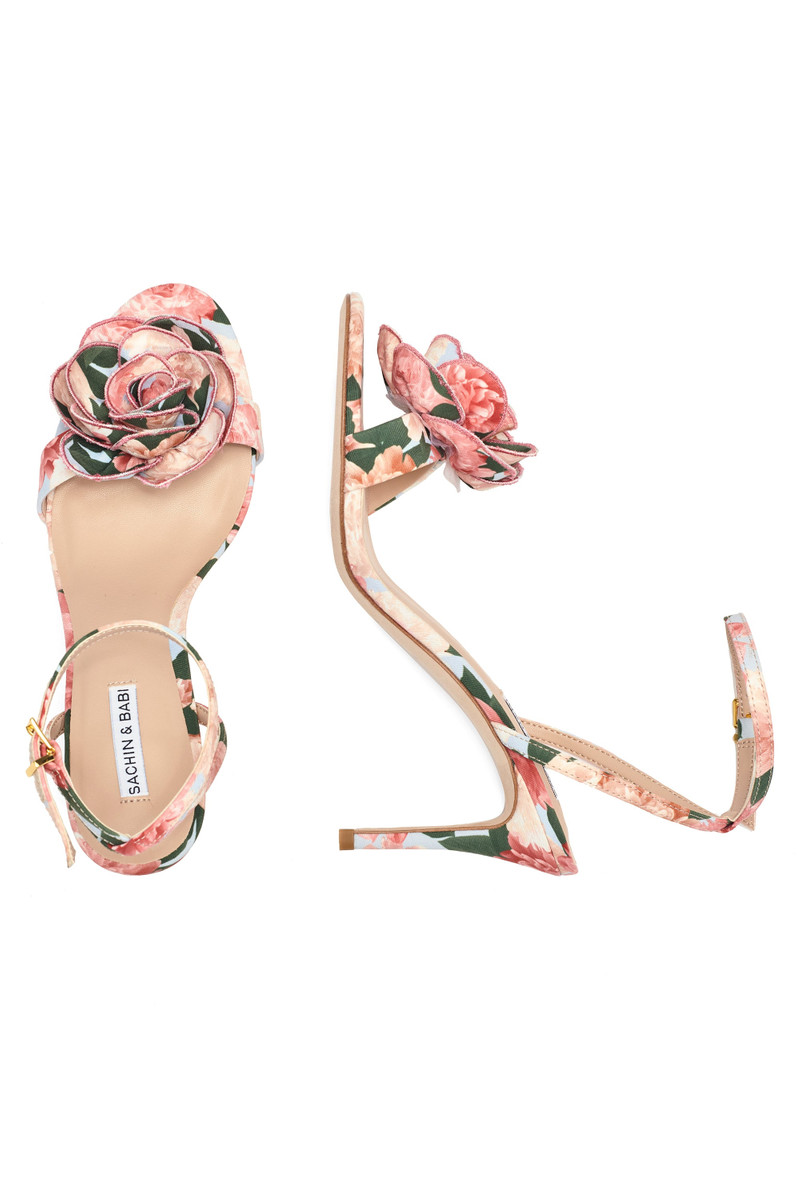 SACHIN & BABI CHELSEA WITH ROSE OPEN TOE - PEACH PEONIES outlook