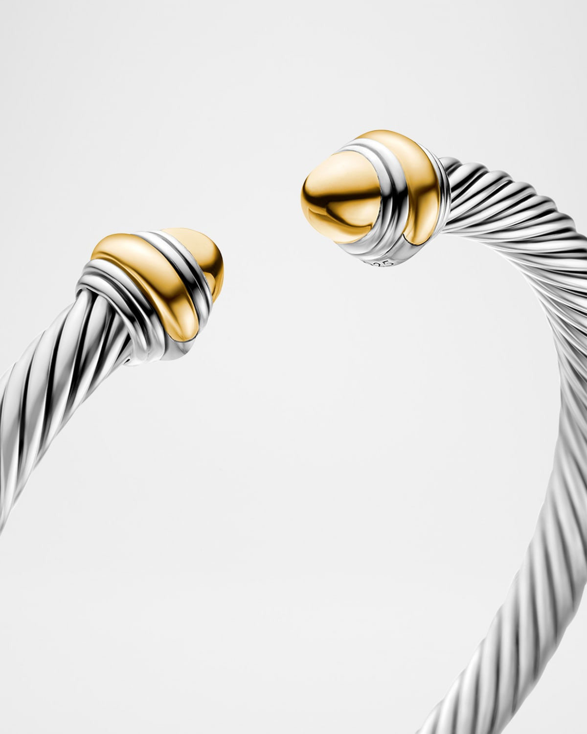 Cable Bracelet with Gemstone in Silver with 14K Gold, 5mm - 7