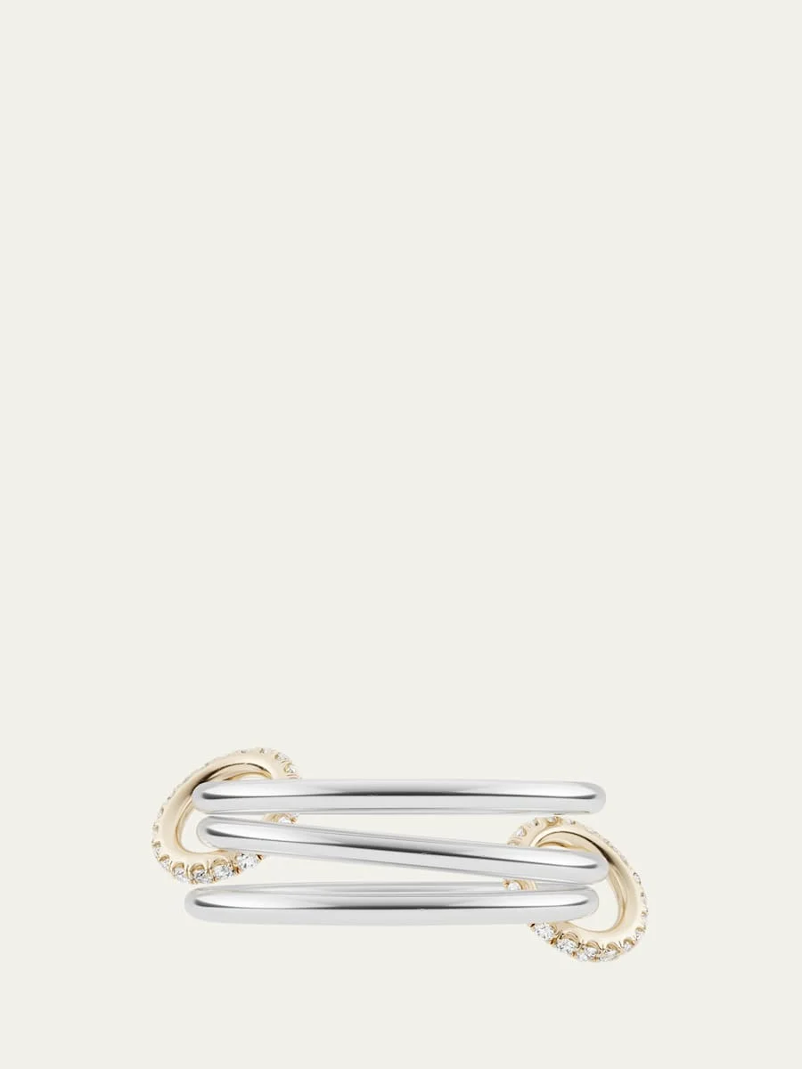 Solarium Silver and 18K Gold Pave Diamond Ring - 1
