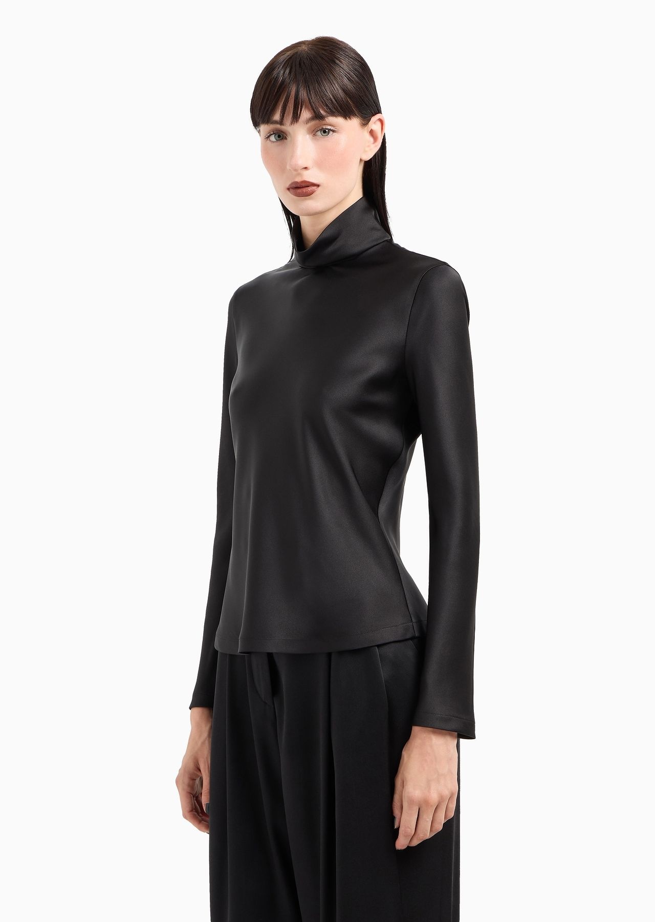 Long-sleeved blouse in silk double satin - 2