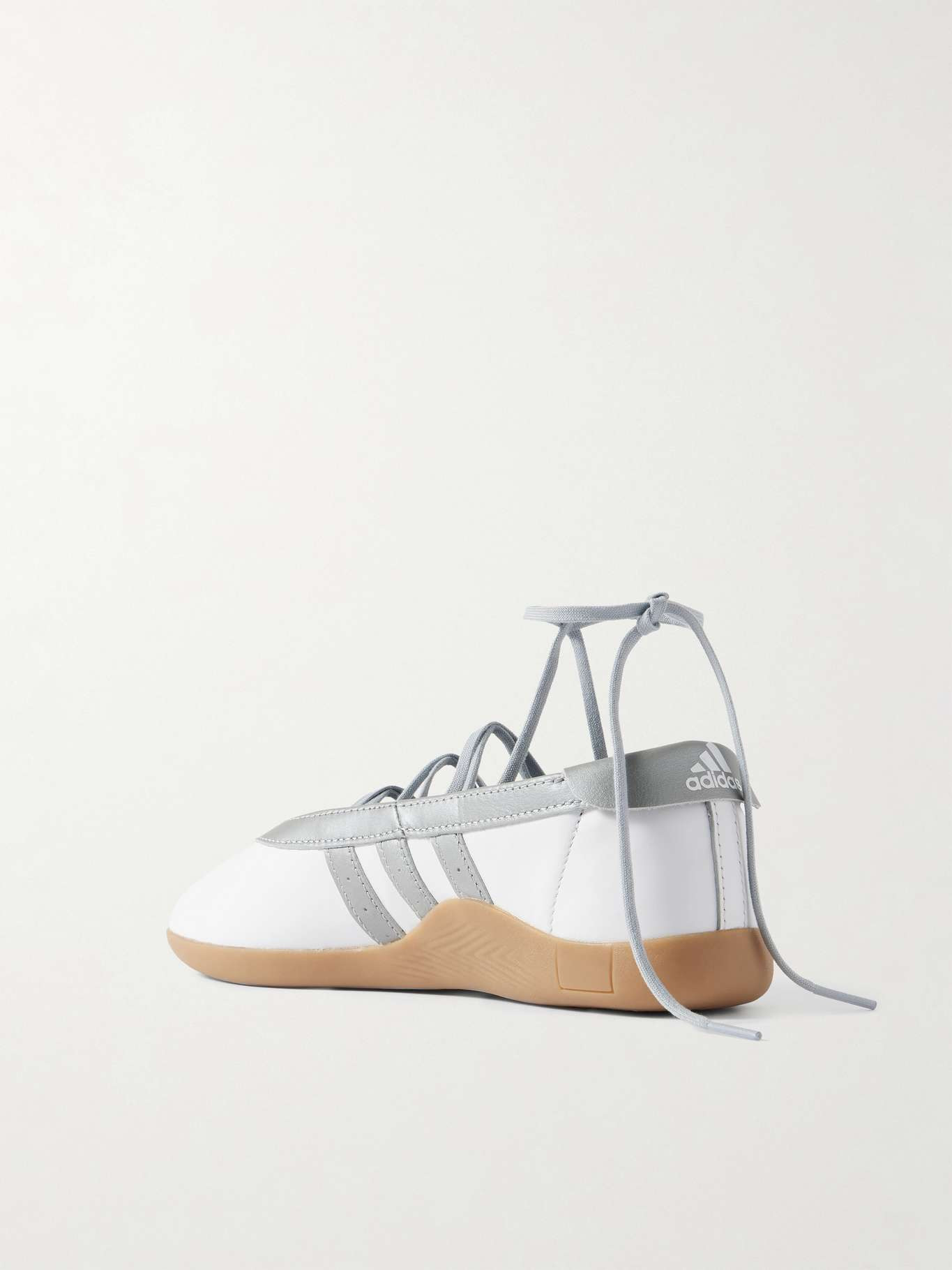 Taekwondo Mei Ballet metallic leather-trimmed leather sneakers Silver - 3