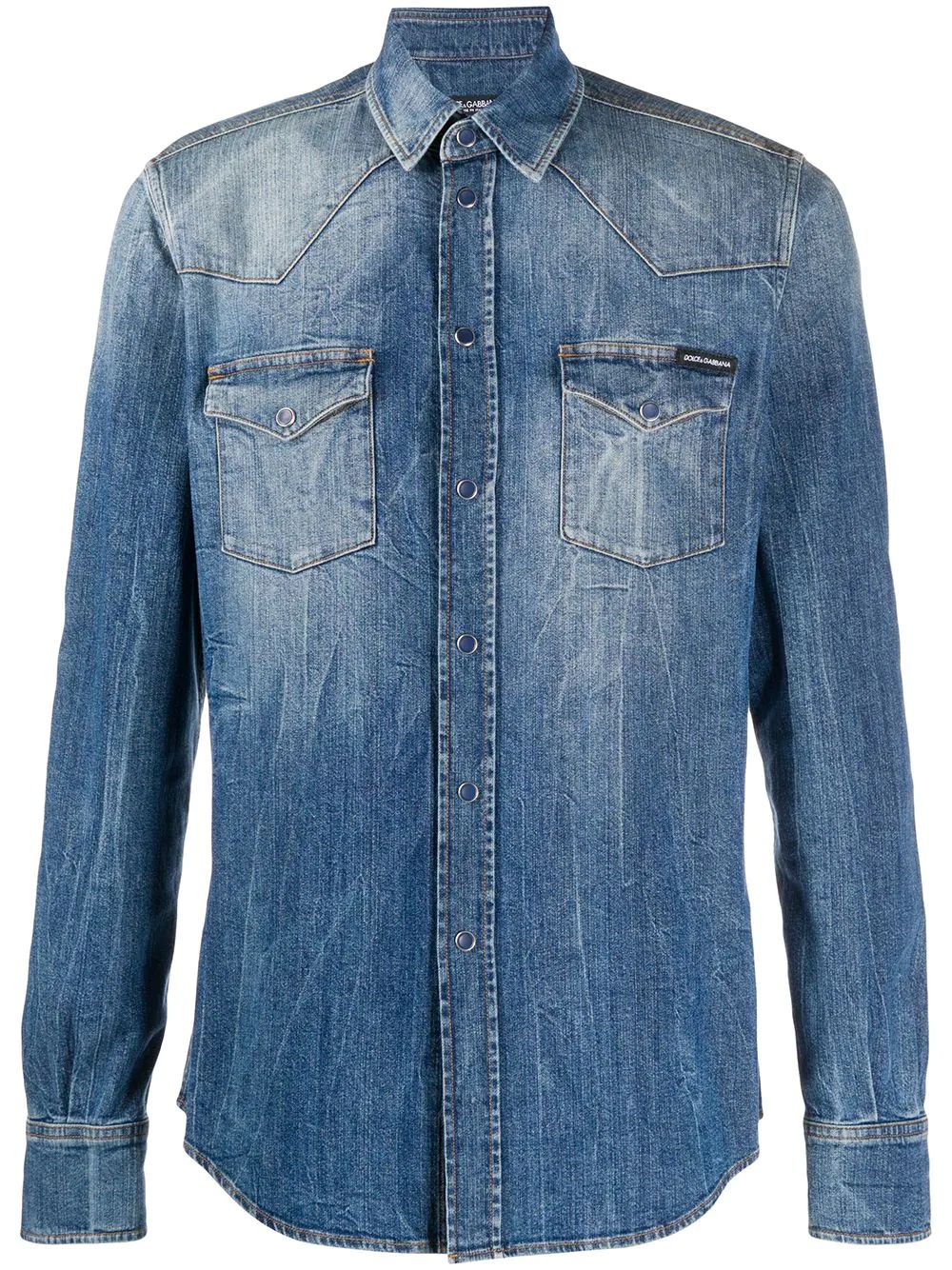 denim long-sleeve shirt - 1