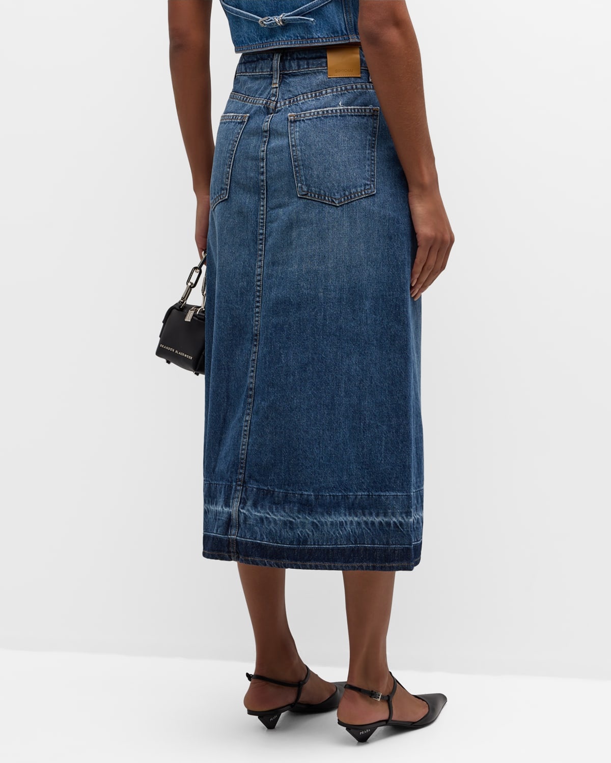 Della Release-Hem Denim Midi Skirt - 6