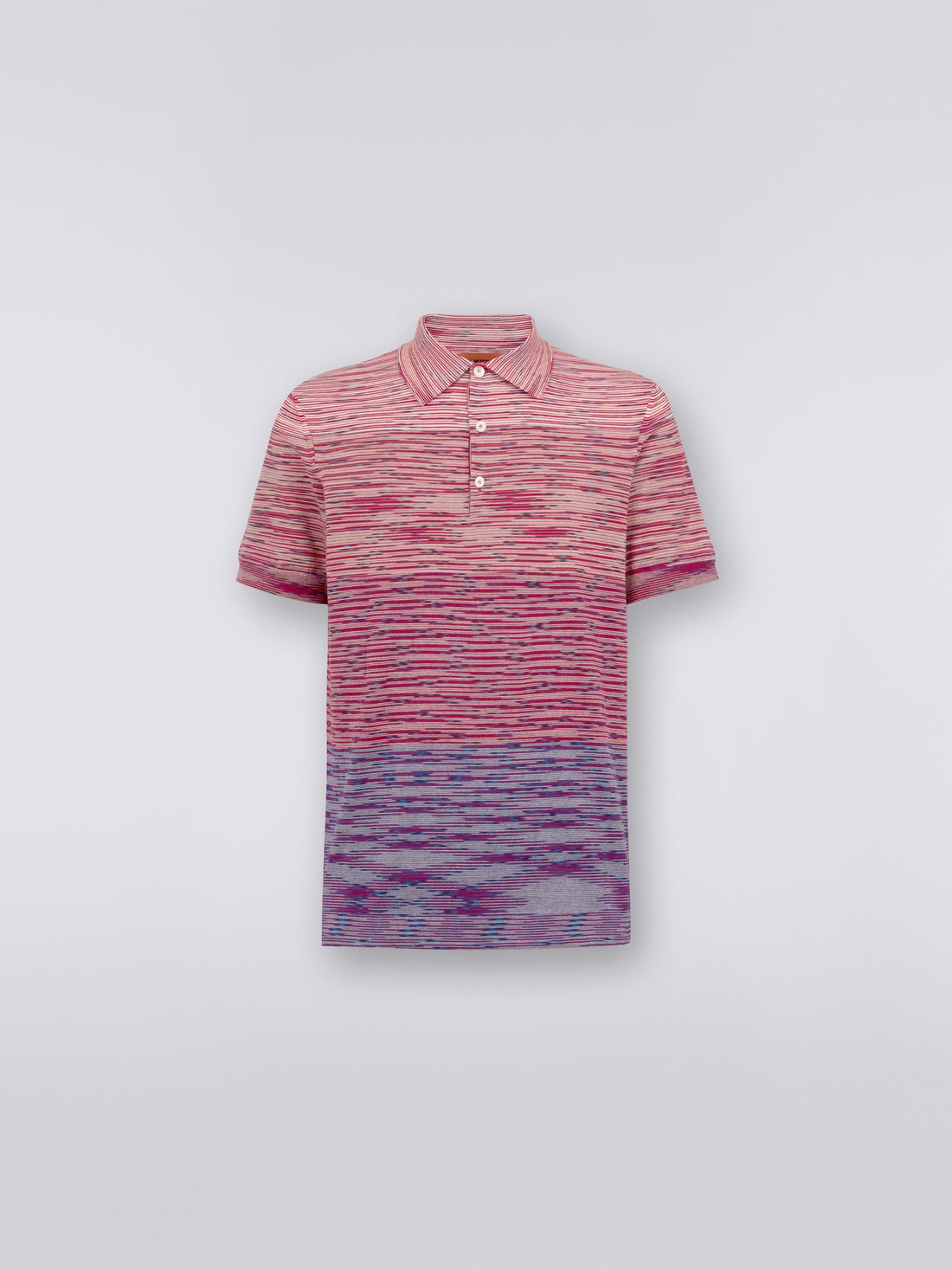 Dégradé striped cotton short-sleeved polo shirt - 1