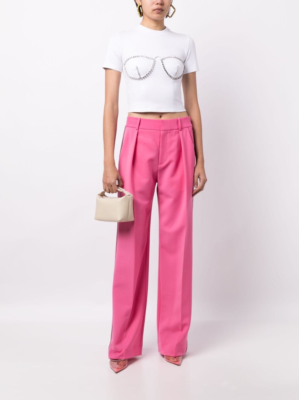 crystal-embellished cropped T-shirt - 2