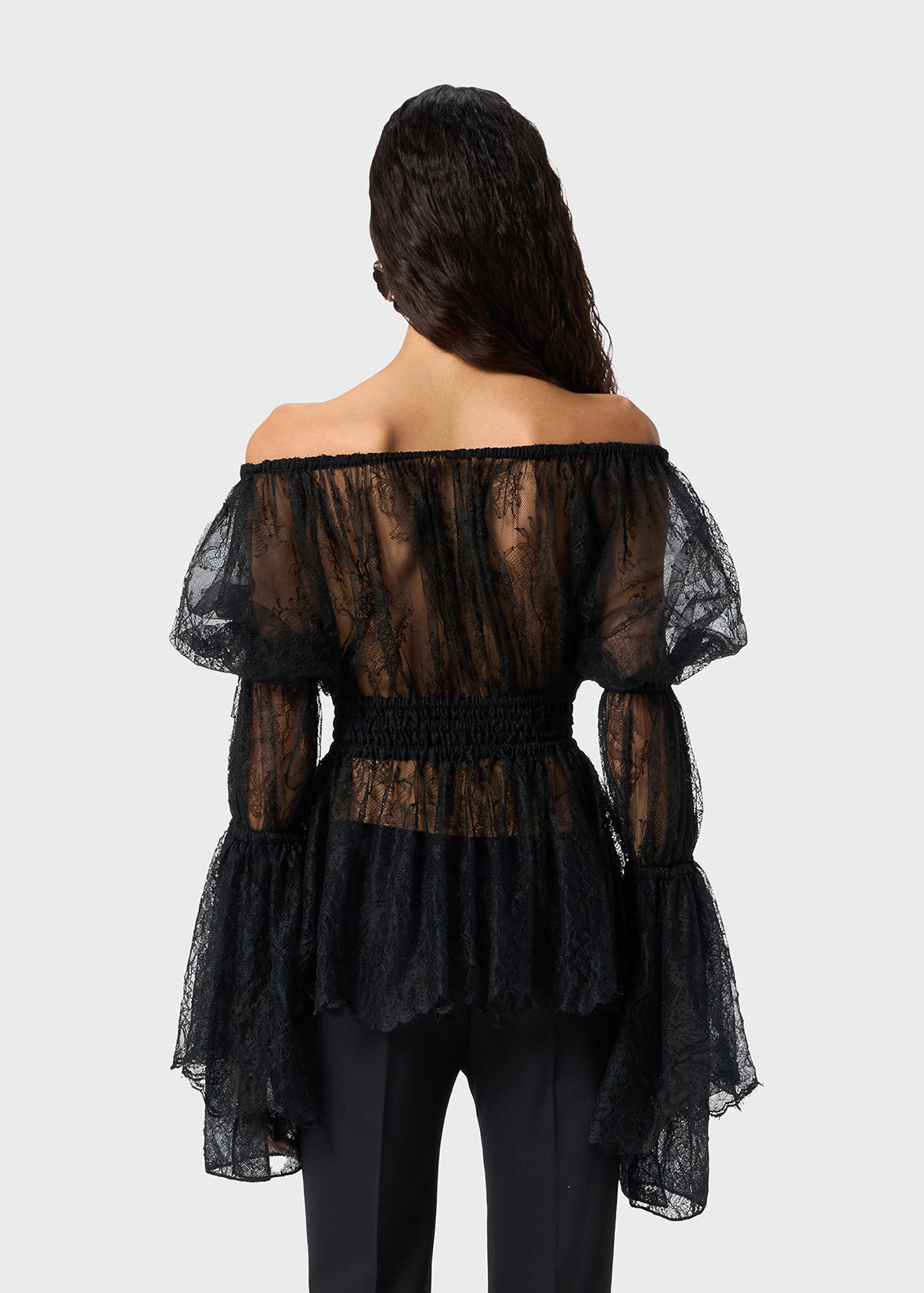 CHANTILLY LACE SHIRT WITH GATHERING - 4