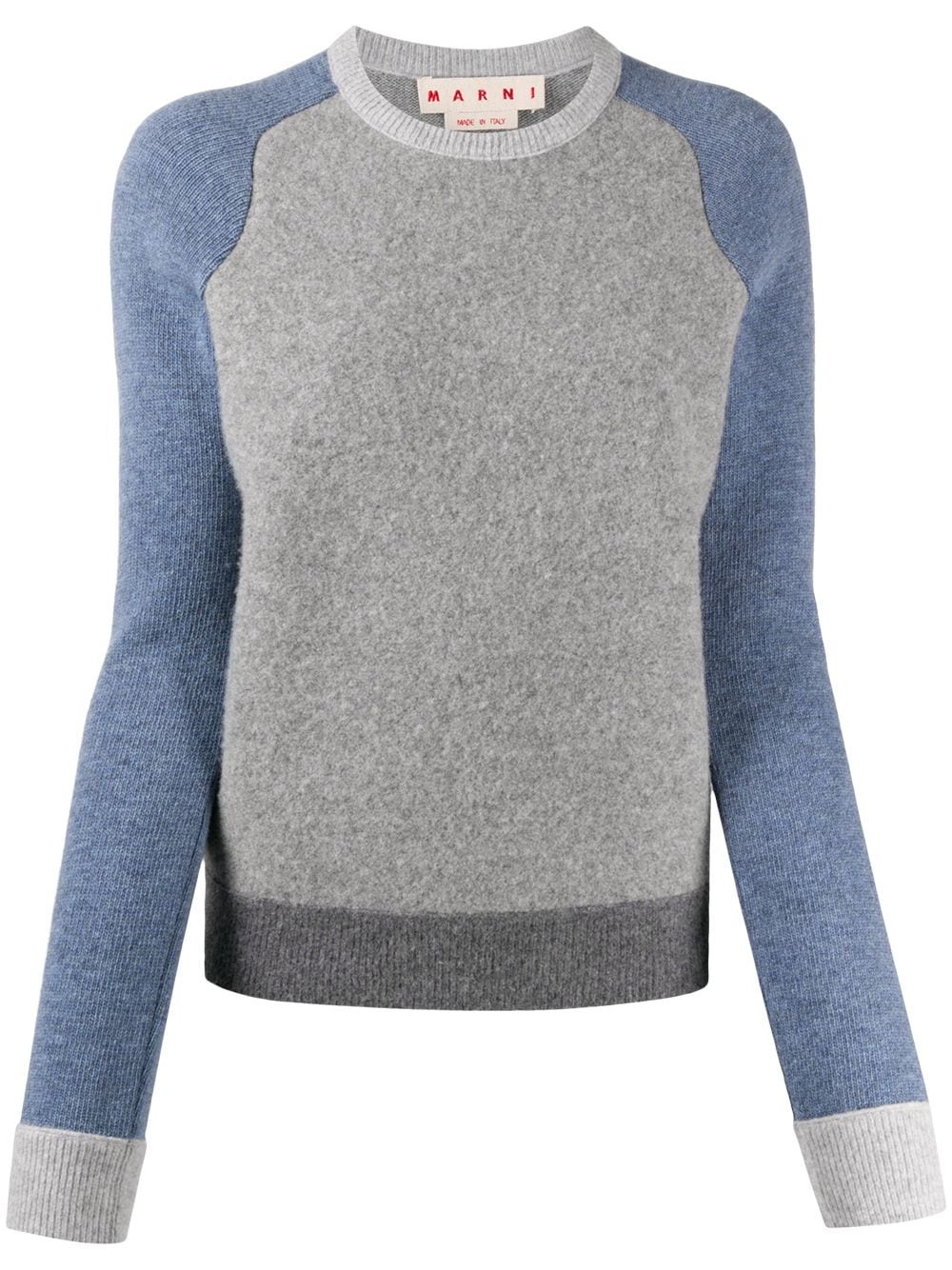 two-tone ribbed crew neck jumper - 1