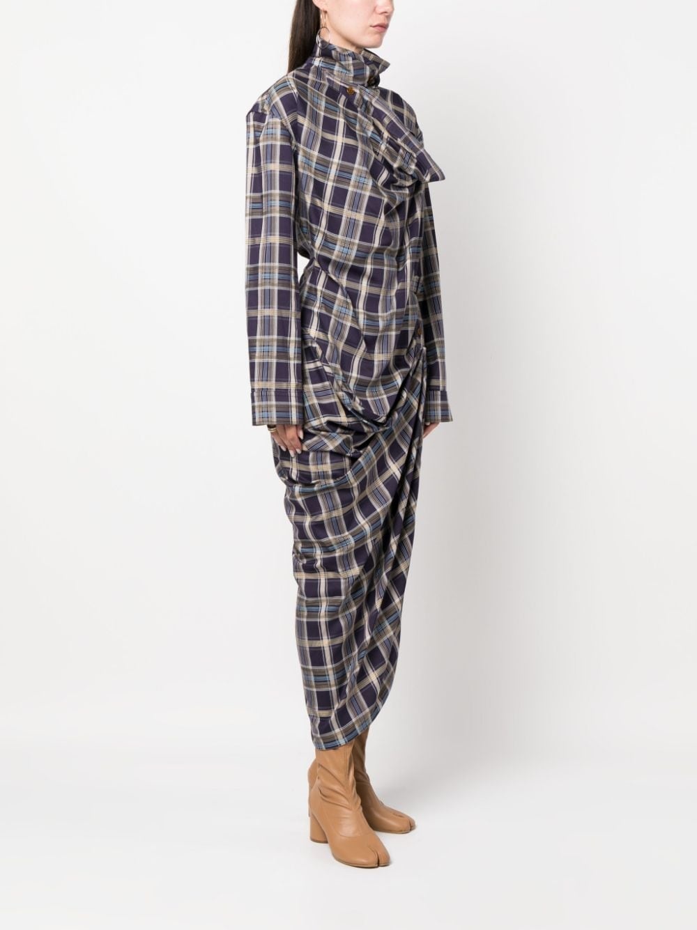 high-neck asymmetric long dress - 3