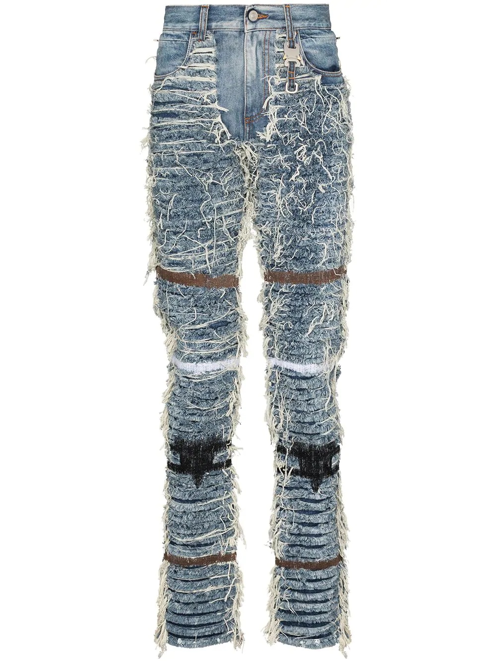 x Blackmeans shredded slim-leg jeans - 1