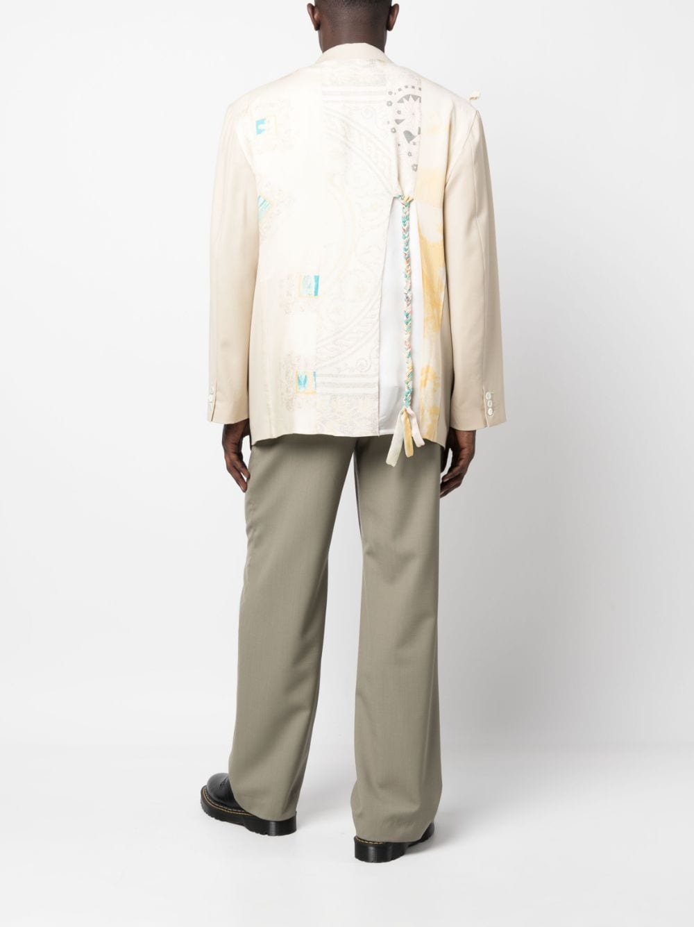 patchwork-panel single-breasted blazer - 2