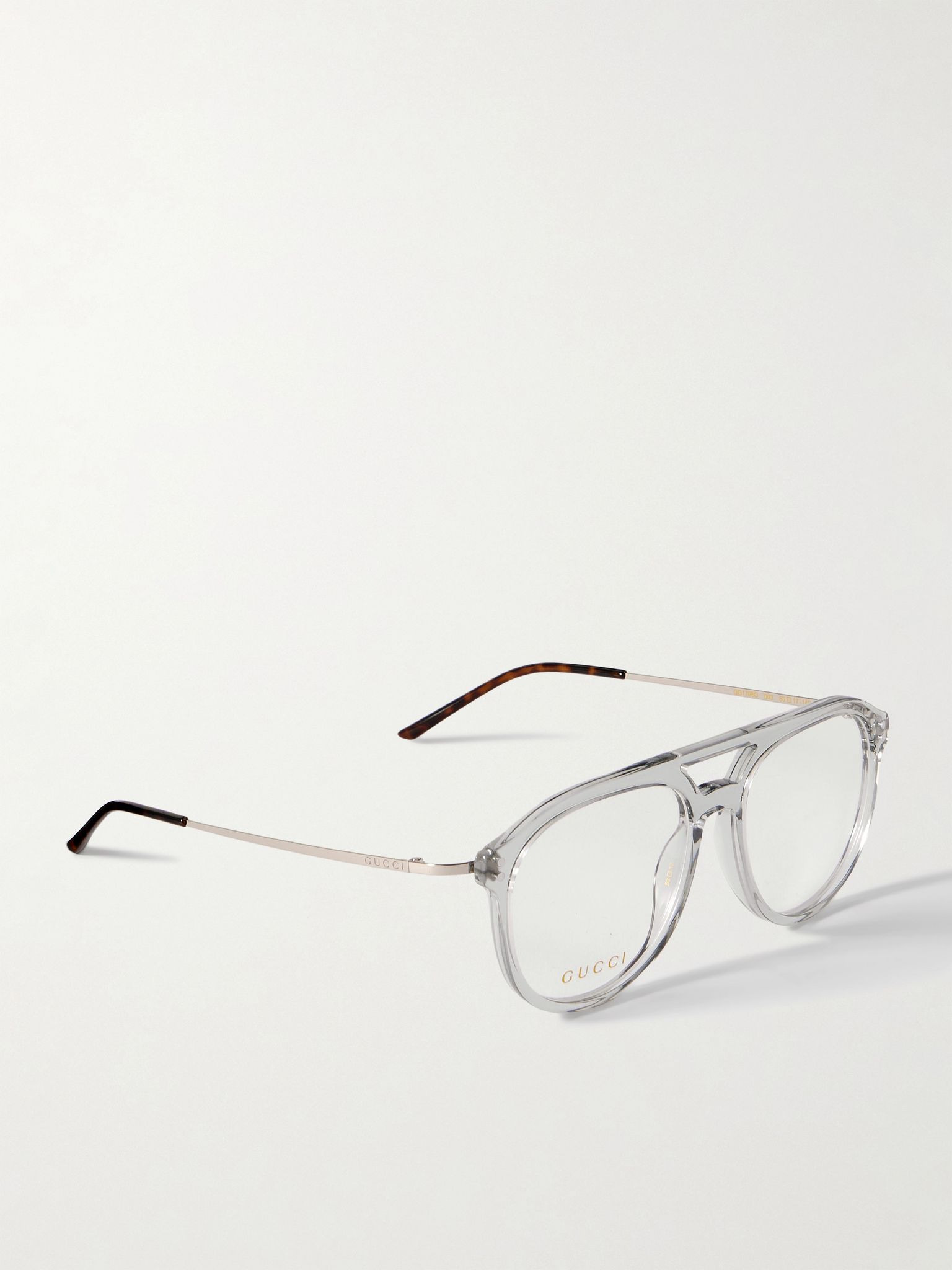 Aviator-Style Acetate and Silver-Tone Optical Glasses Gray - 3