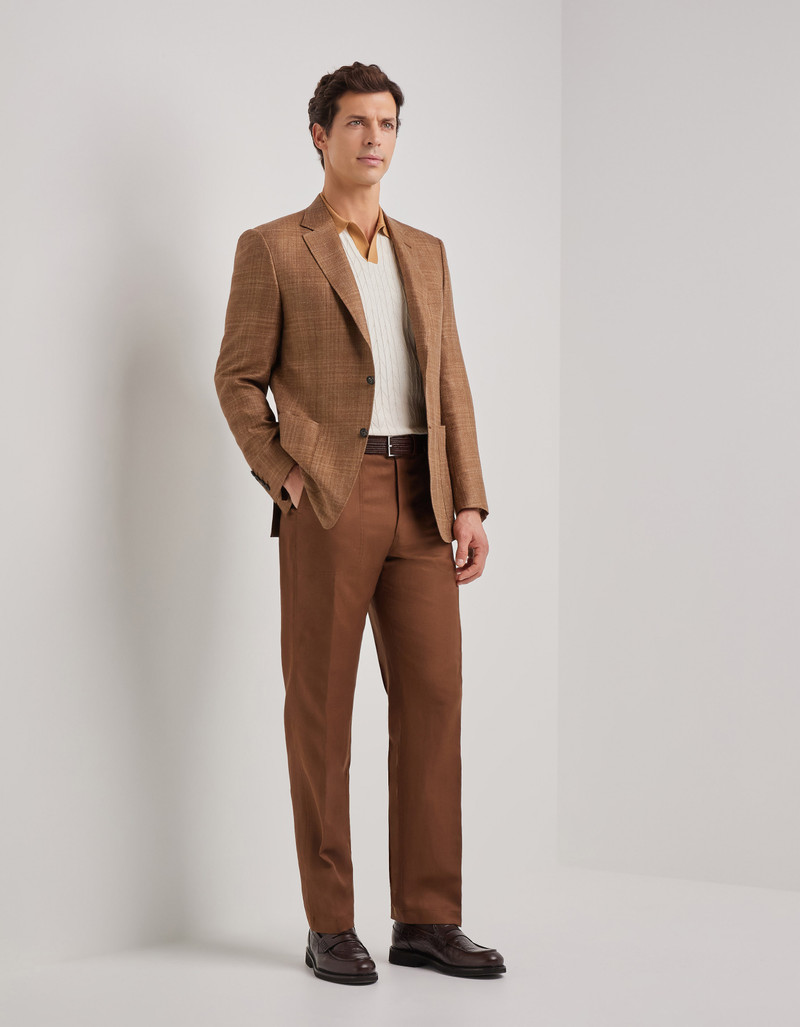 Canali OFF-WHITE COTTON AND SILK POLO SHIRT WITH MACROSTUCTURED TEXTURE outlook