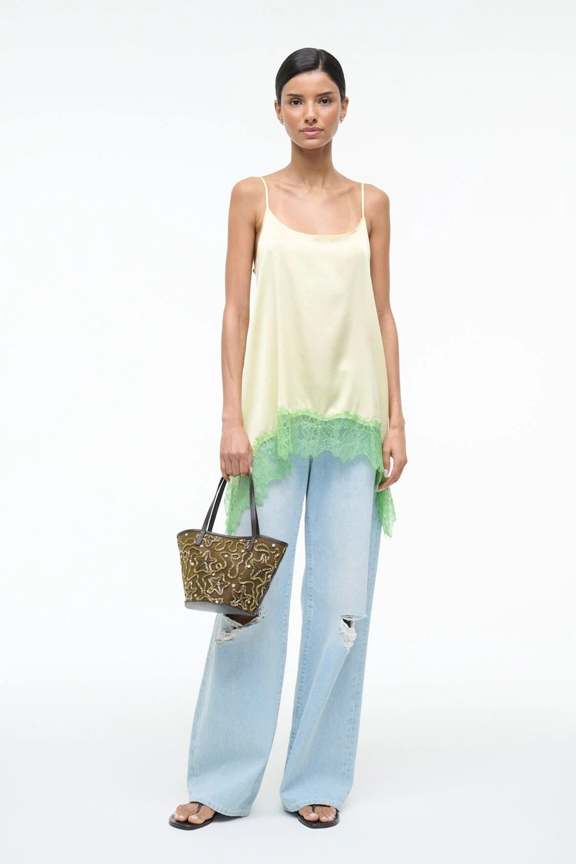 STAUD CHLOE SILK CAMI KEY LIME SPROUT - 1