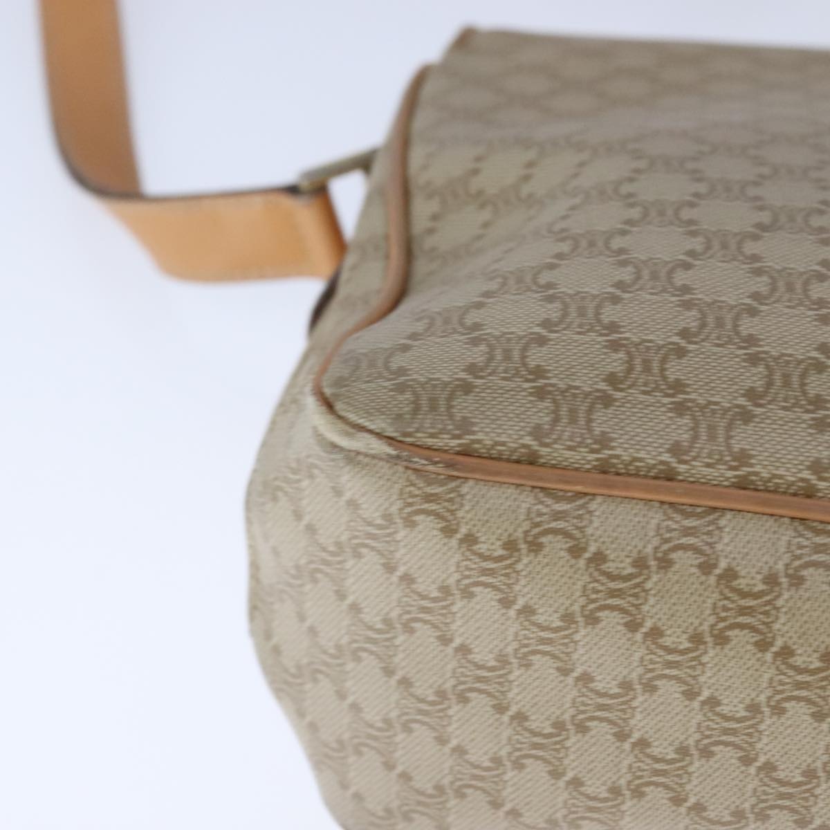 CELINE Macadam Canvas Shoulder Bag Pvc Leather Beige - 16
