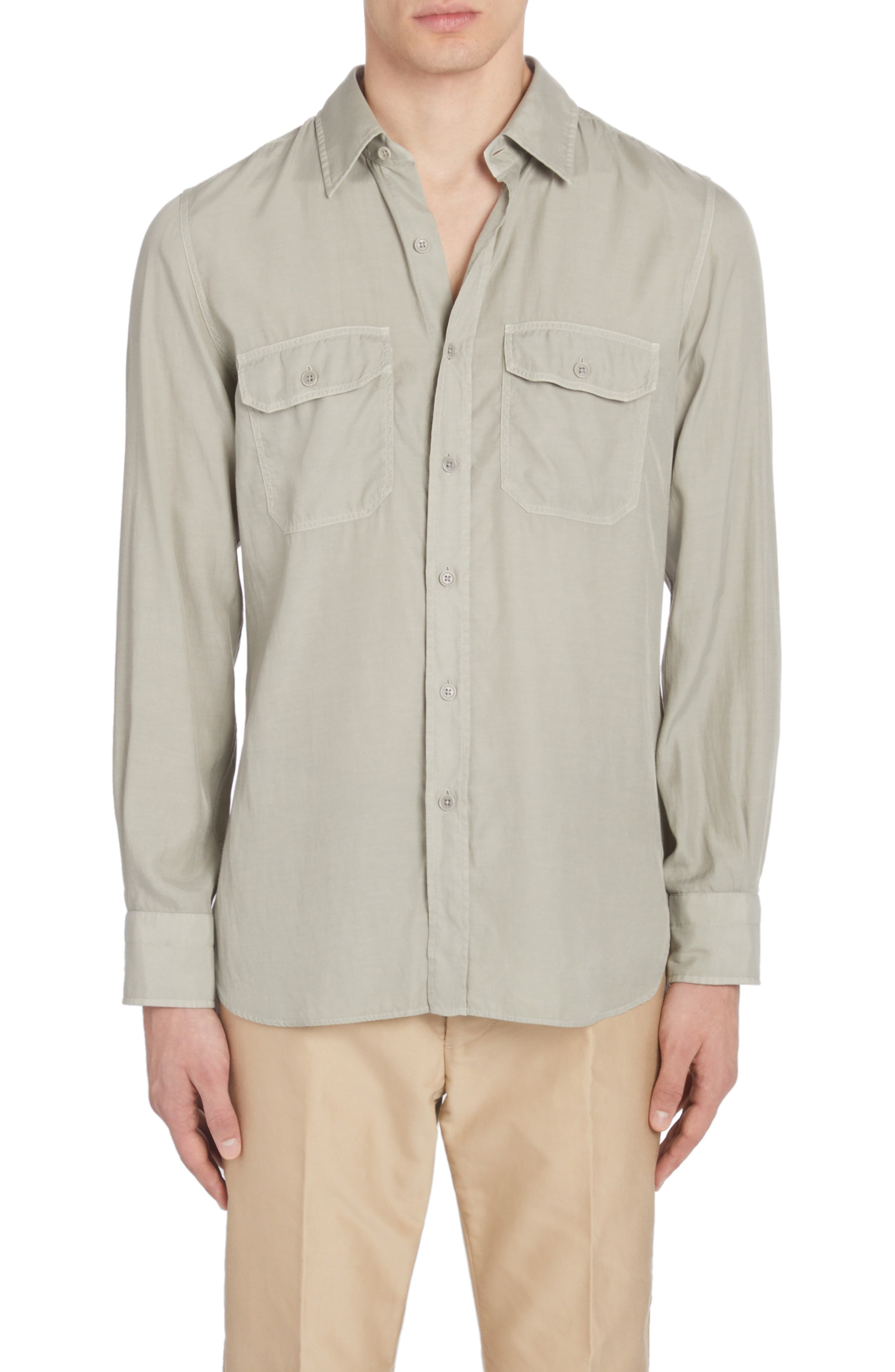 Military Fit Fluid Twill Button-Up Shirt - 1