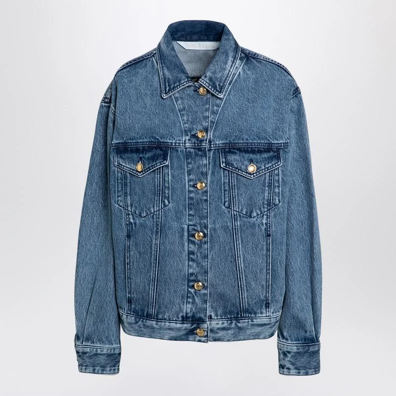 Palm Angels Denim Jacket With Jungle Insert - 1