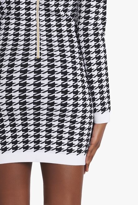 Short white and black houndstooth print dress - 10