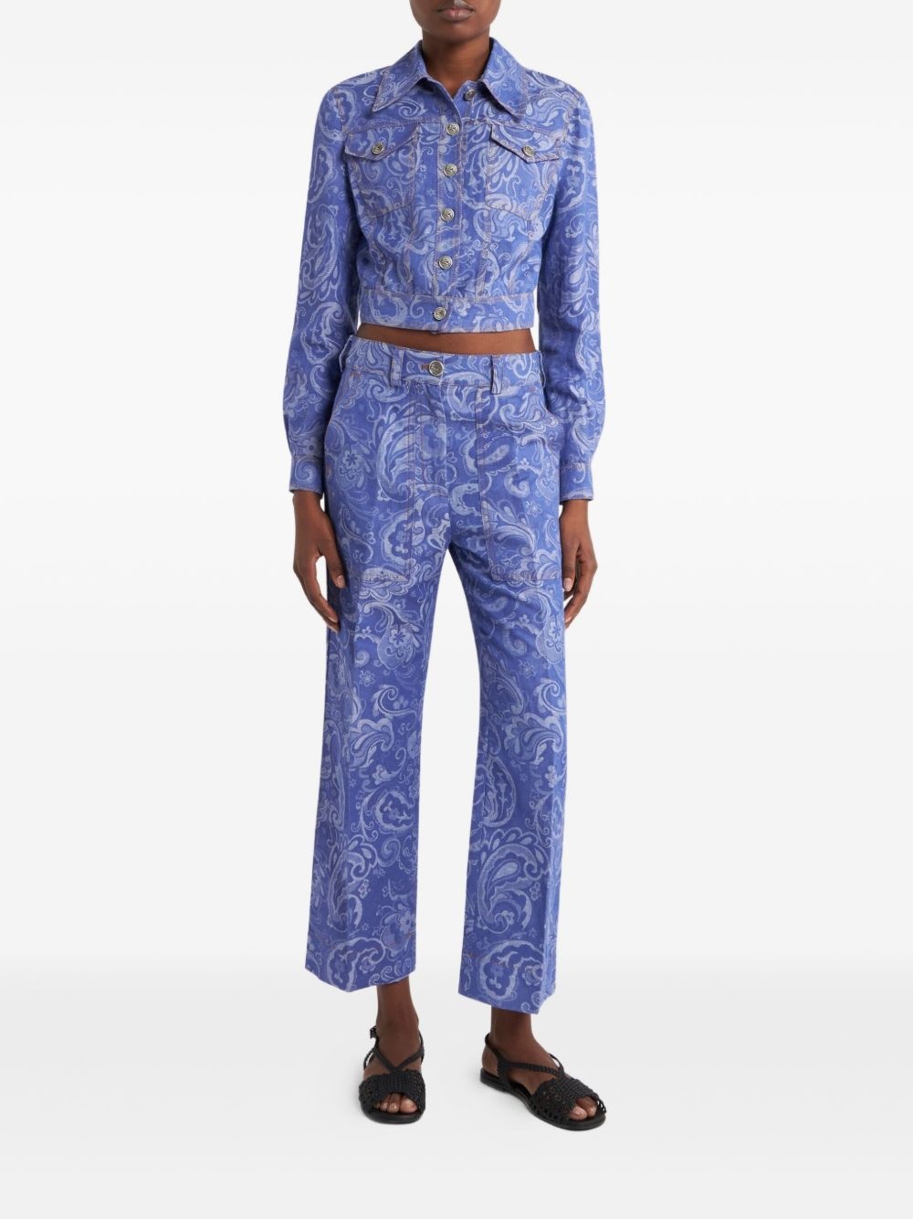 paisley-jacquard denim jacket - 2