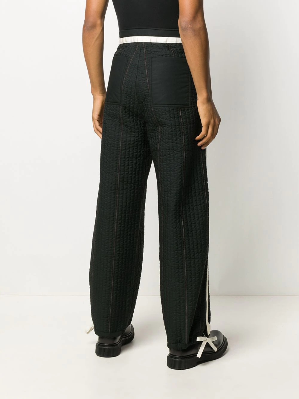 stripe quilted trousers - 4