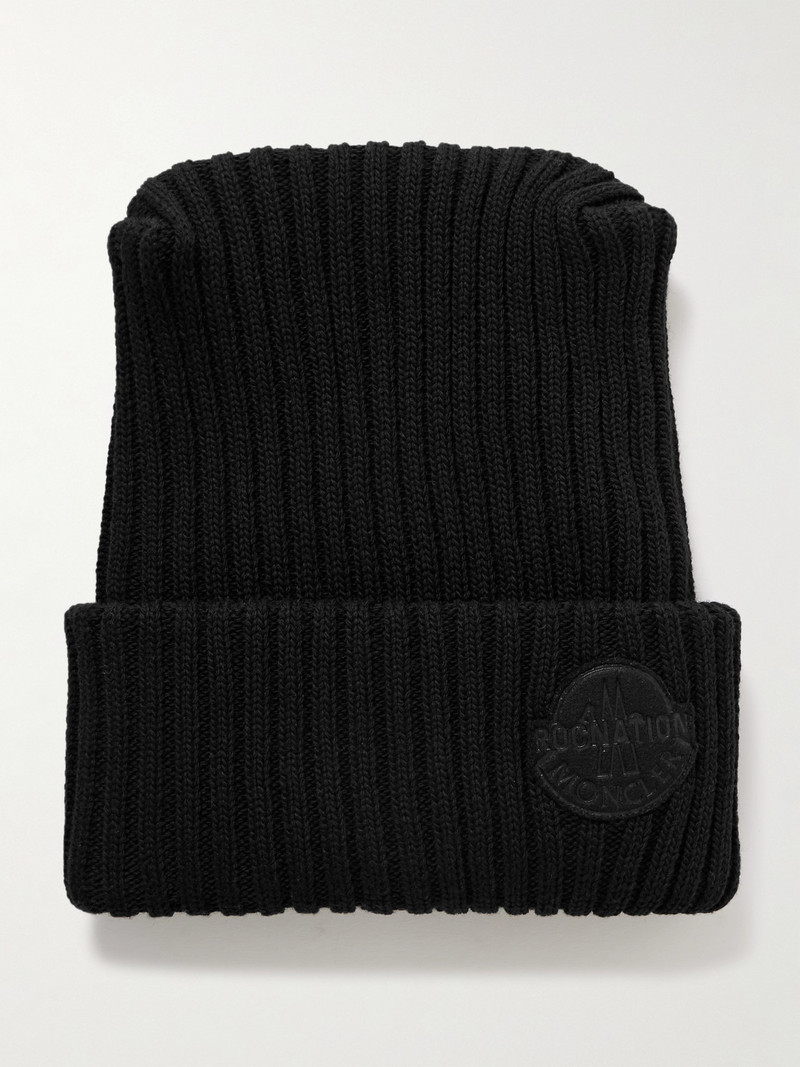 Roc Nation by Jay-Z Logo-Appliquéd Ribbed Virgin Wool Beanie 1