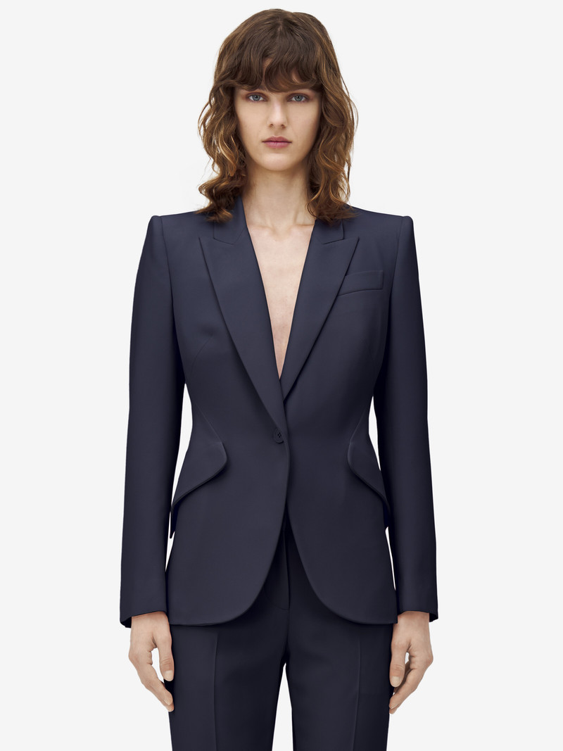 Alexander McQueen Peak Shoulder Leaf Crepe Jacket outlook
