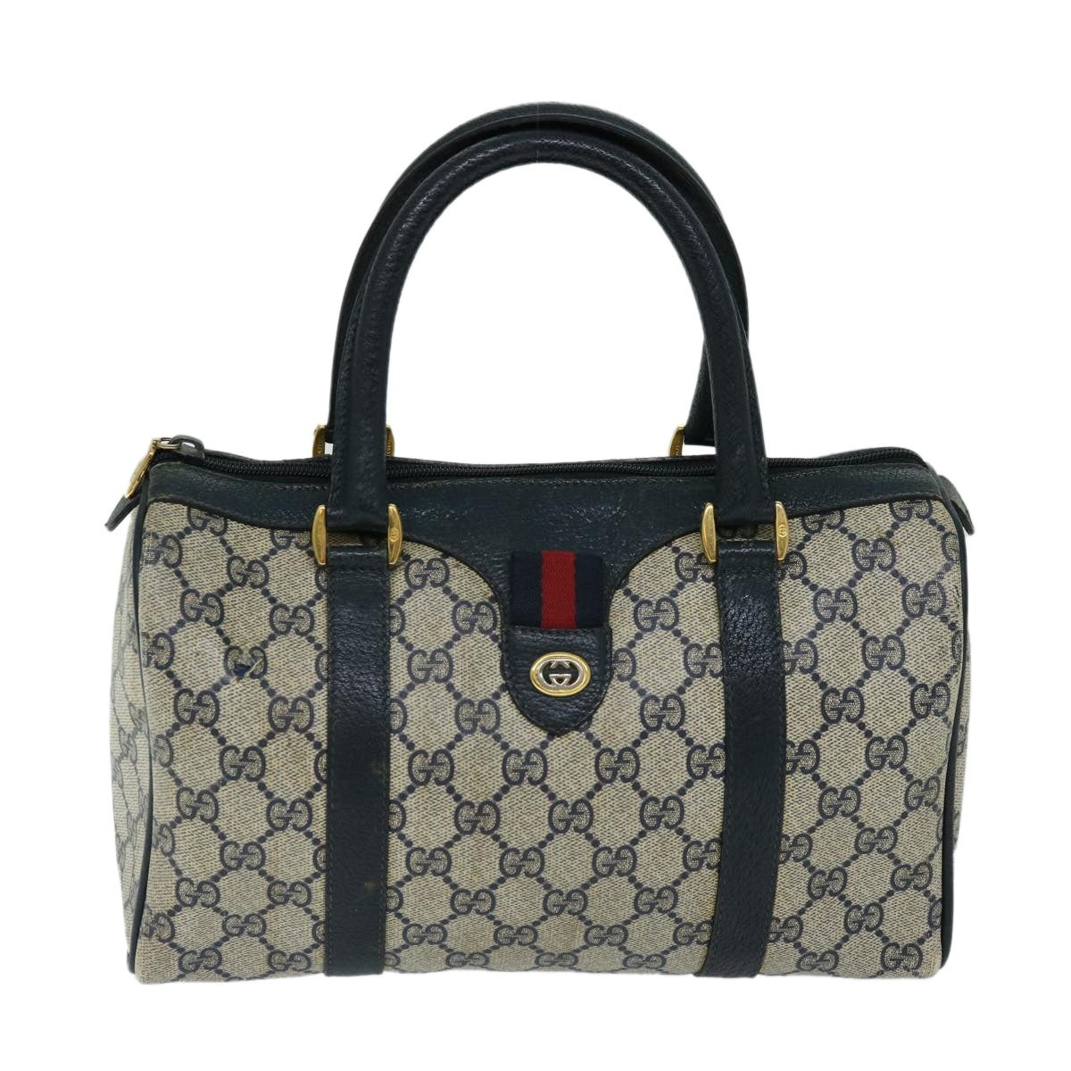 GUCCI GG Supreme Sherry Line Hand Bag Pvc Navy Red 40 02 006 - 13