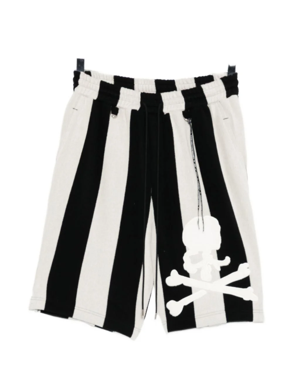skull-patch striped shorts - 1