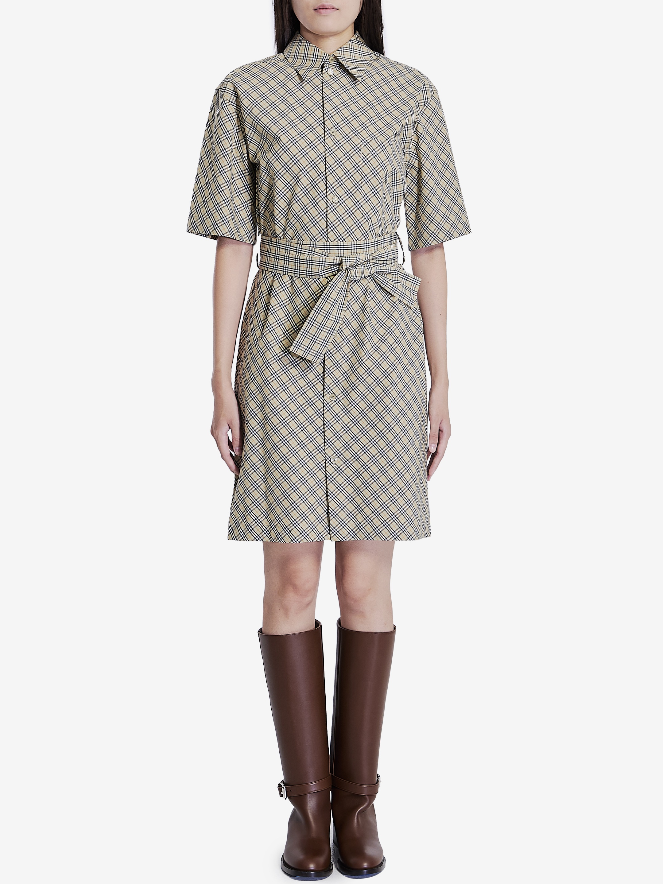 Check cotton shirt dress - 1