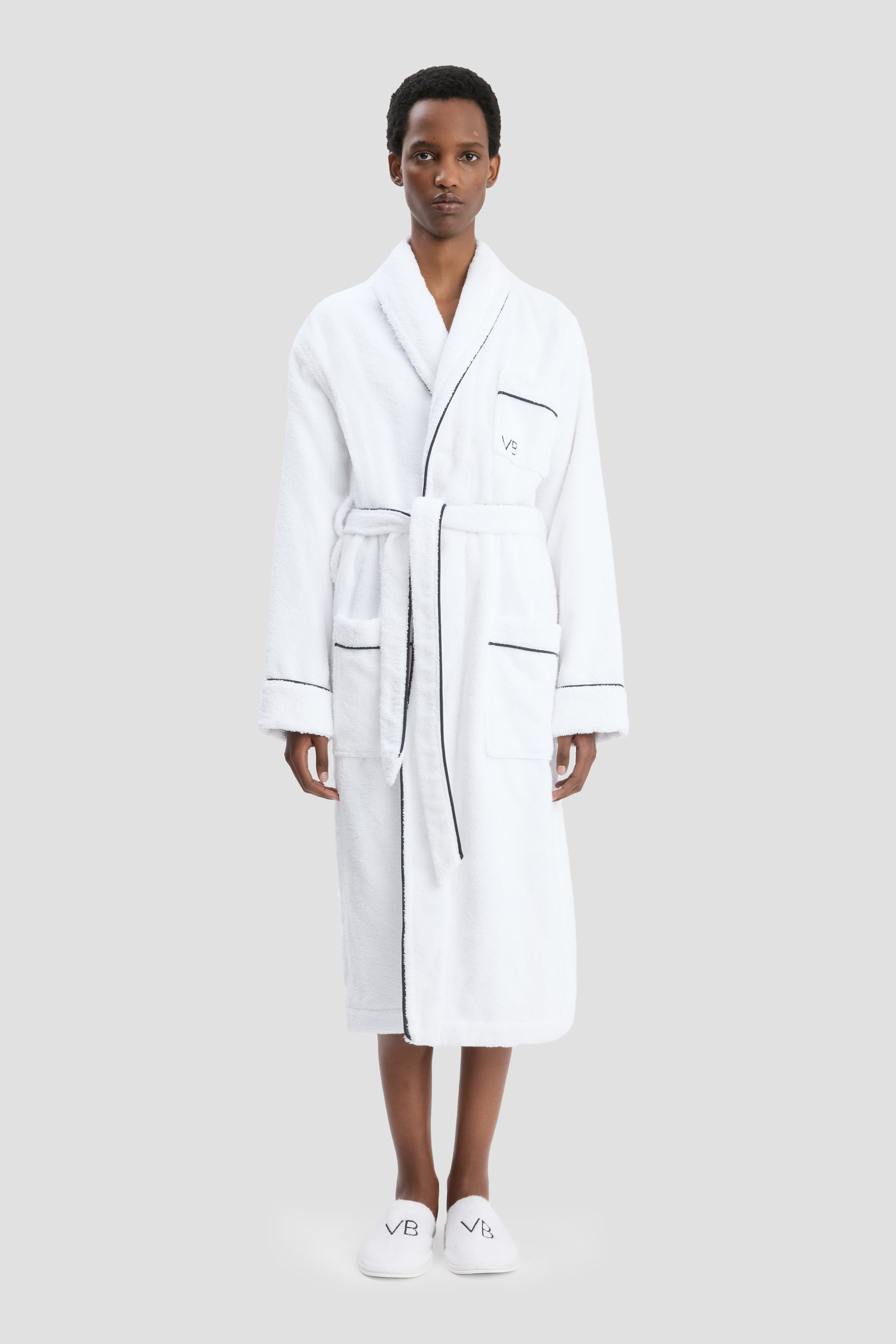 Towelling Robe In White - 2