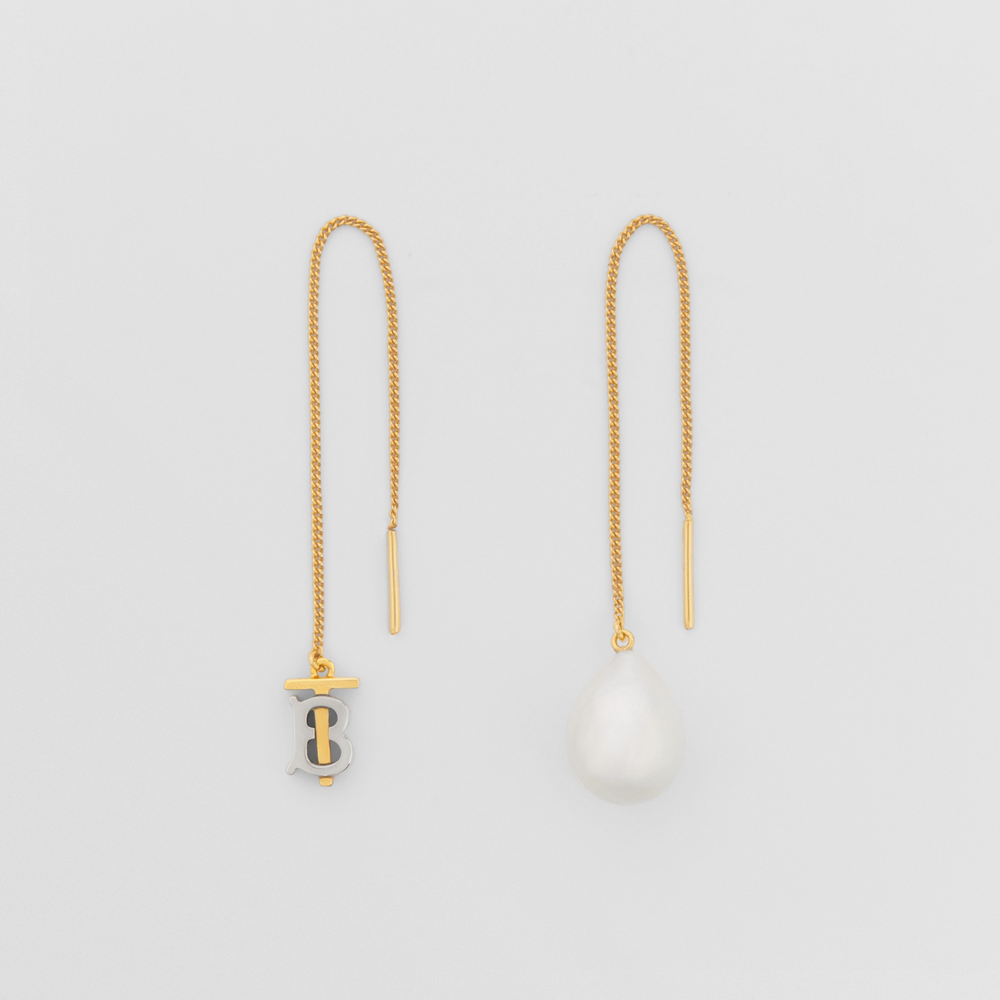 Pearl Detail Gold and Palladium-plated Earrings - 6