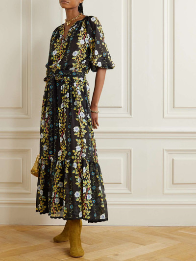 Etro Scalloped floral-print cotton-voile blouse outlook