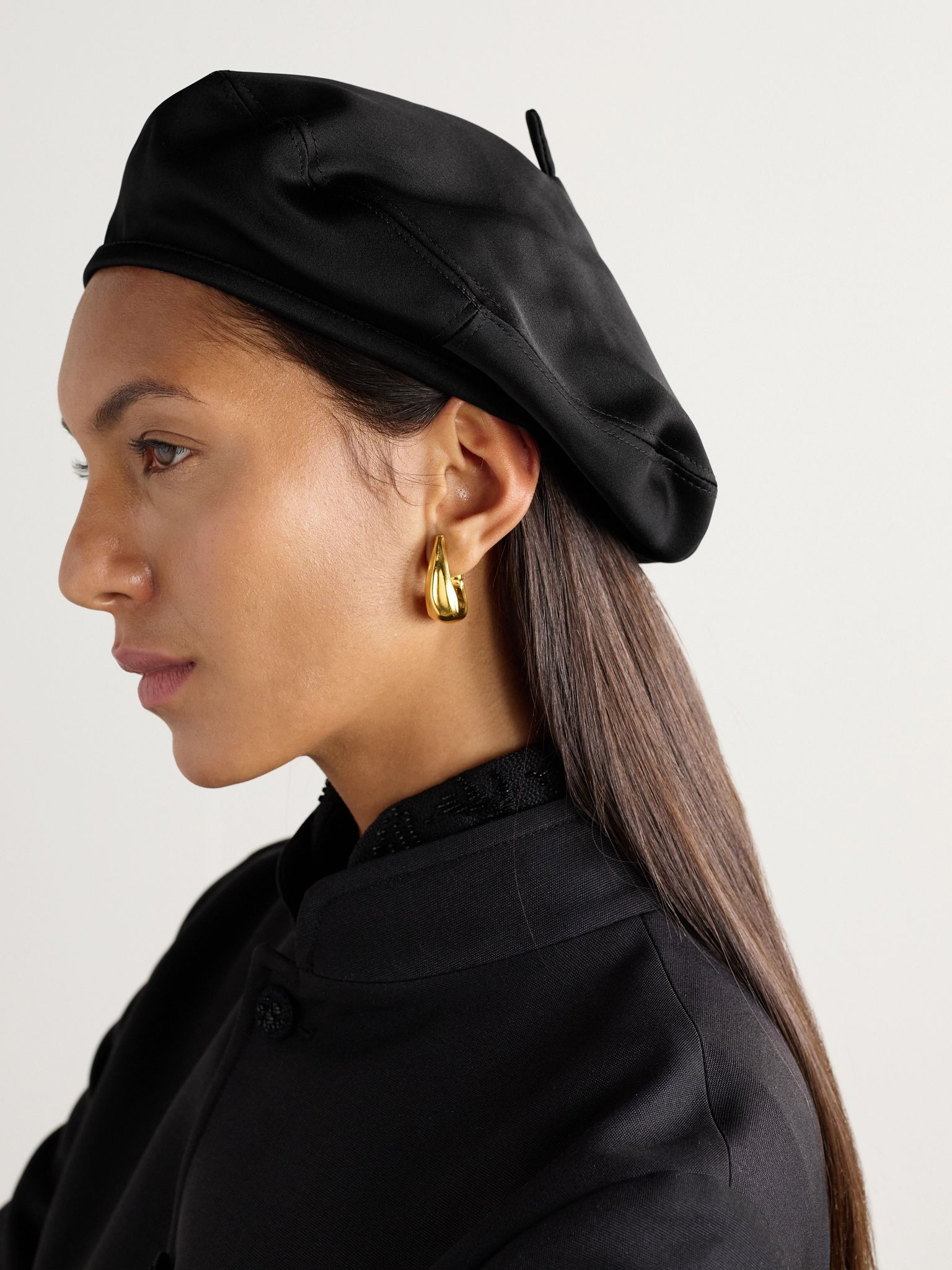 Anna washed-silk beret Black - 2