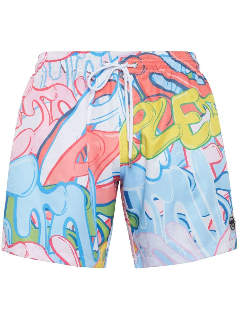Graffiti-print swim shorts 1