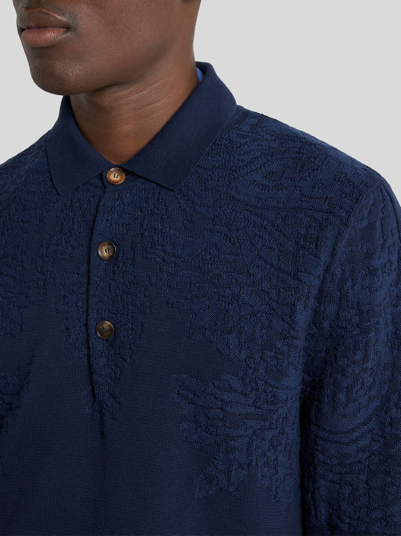 Etro POLO-STYLE SWEATER IN COTTON AND WOOL WITH PAISLEY MOTIF outlook