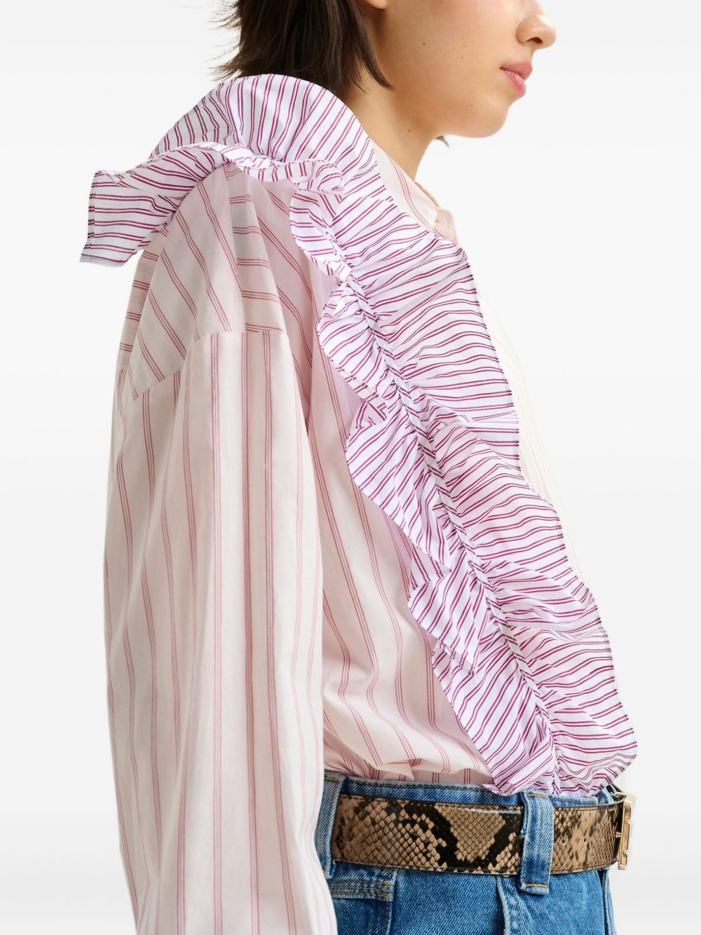 Ibody ruffle-detail striped shirt - 5