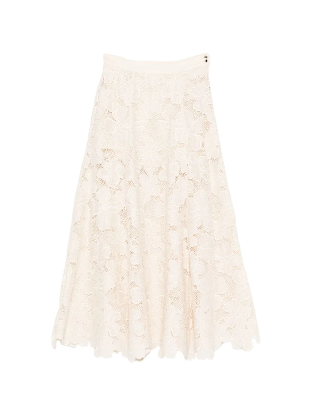 A-line floral-embroidered midi skirt - 1