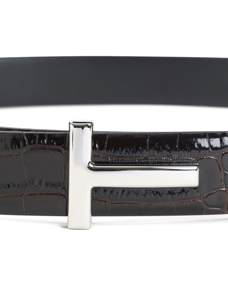 TOM FORD crocodile-embossed leather belt outlook