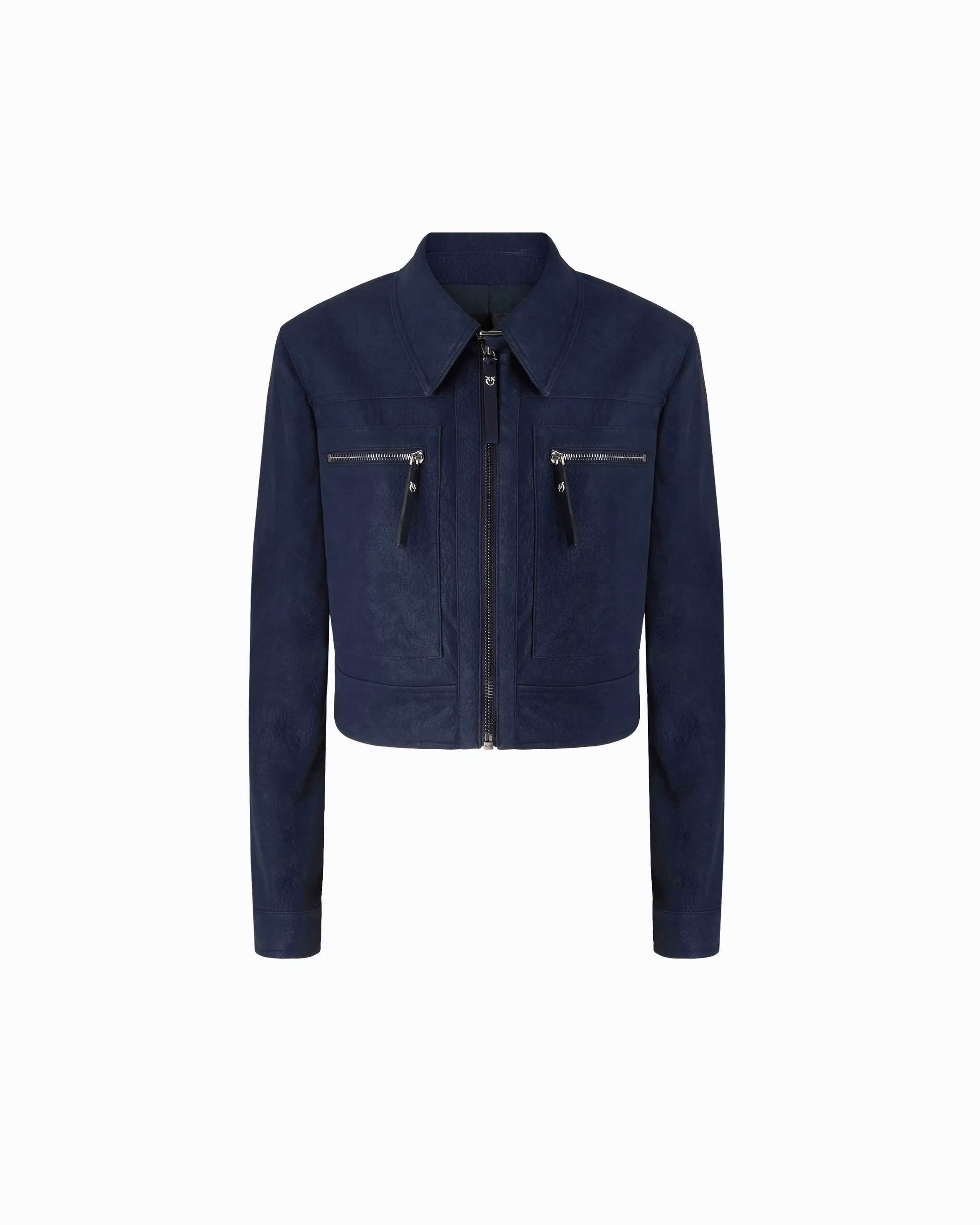 CROPPED NUBUCK LEATHER-EFFECT JACKET - 1